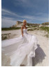 Strapless Beaded White Lace Tulle Fairytale Wedding Dress
